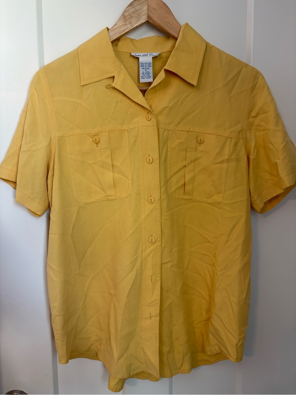 Vintage Anna And Frank Yellow Short-Sleeve Button-Down Shirt